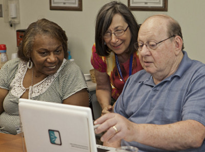 Patient and clinician interacting