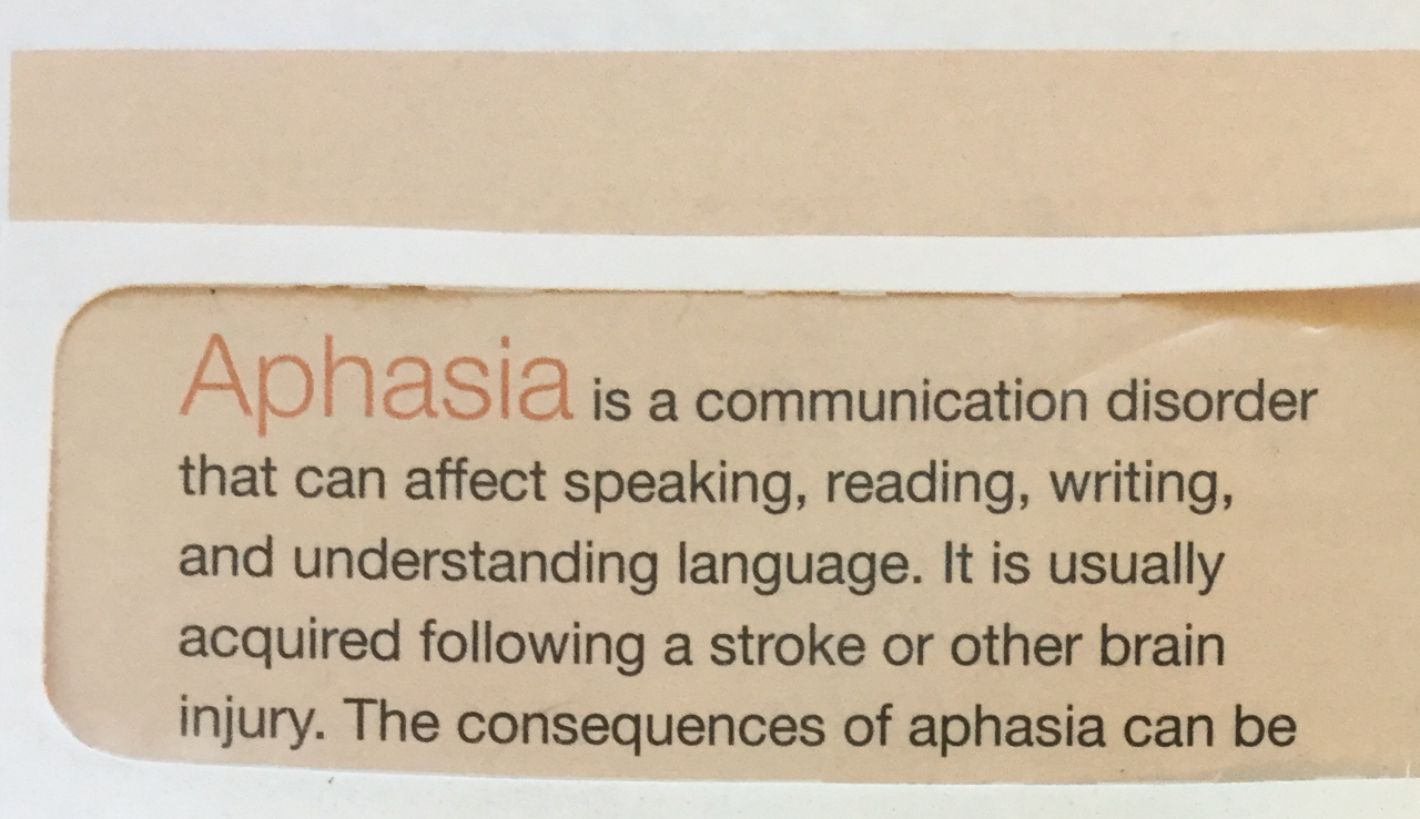 Envelope with definition of aphasia