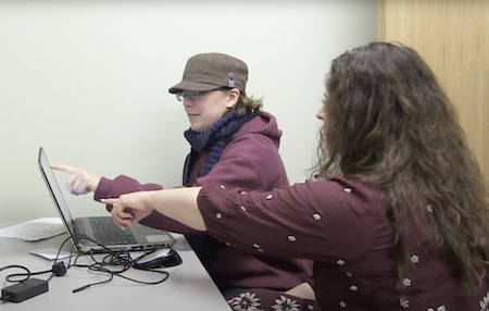 Provider performing research with patient